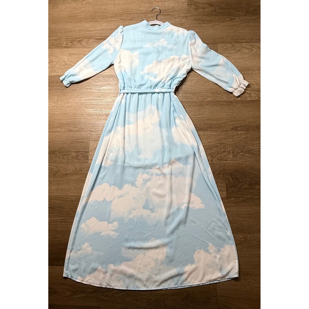 Miss Patina Heaven On Earth Cloud Print Midi Dress Blue White S - Picture 5 of 14